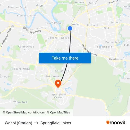 Wacol (Station) to Springfield Lakes map