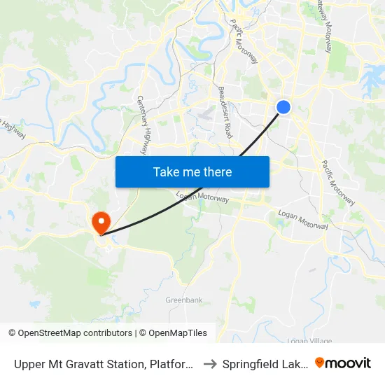 Upper Mt Gravatt Station, Platform 2 to Springfield Lakes map