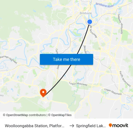 Woolloongabba Station, Platform 1 to Springfield Lakes map