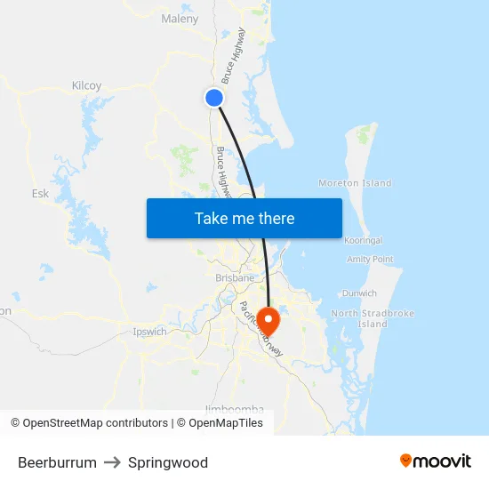 Beerburrum to Springwood map