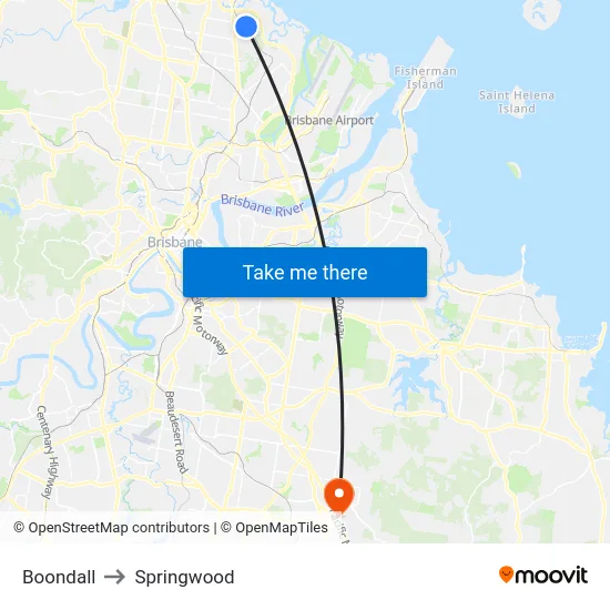 Boondall to Springwood map