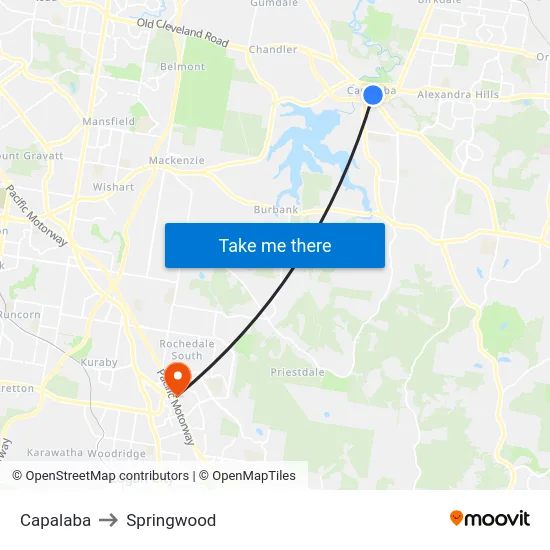 Capalaba to Springwood map