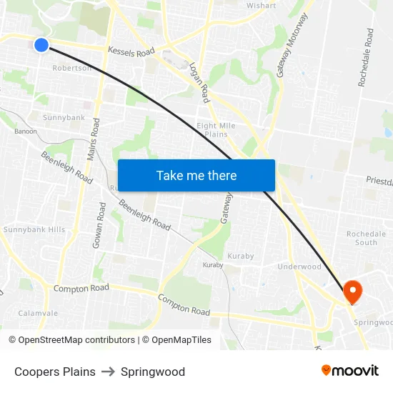 Coopers Plains to Springwood map