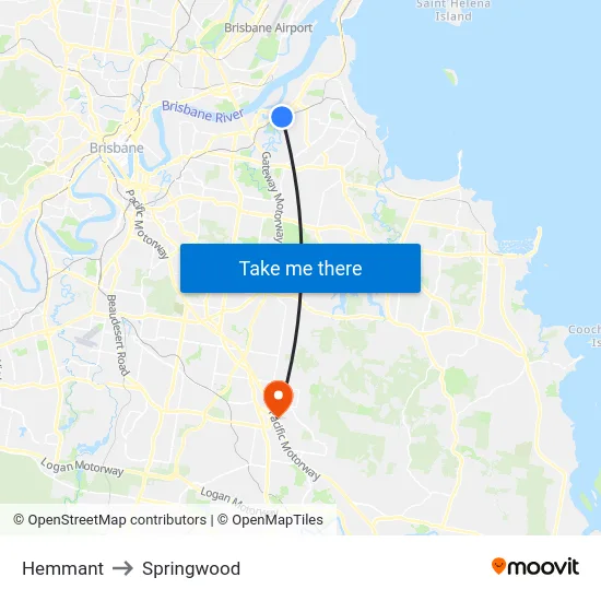 Hemmant to Springwood map