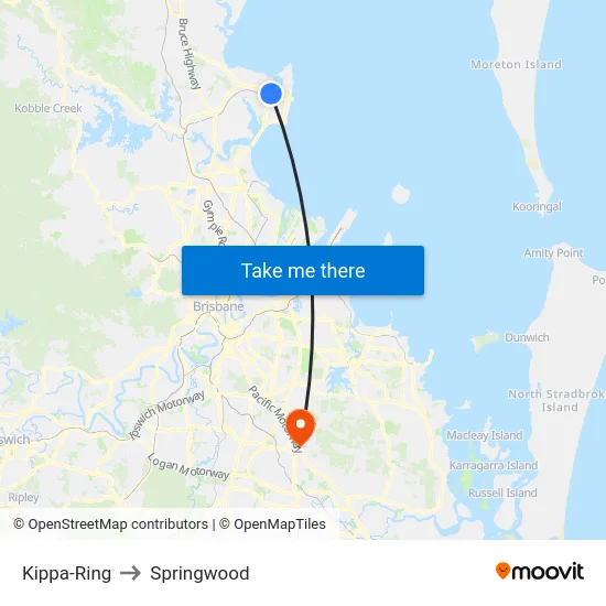 Kippa-Ring to Springwood map