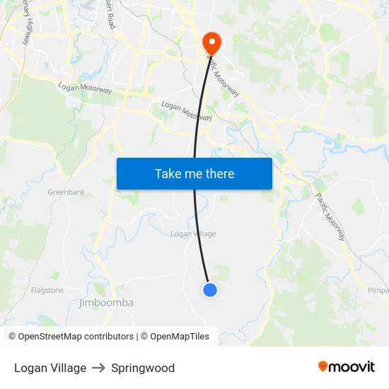 Logan Village to Springwood map