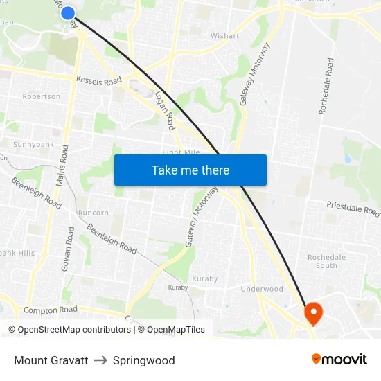 Mount Gravatt to Springwood map