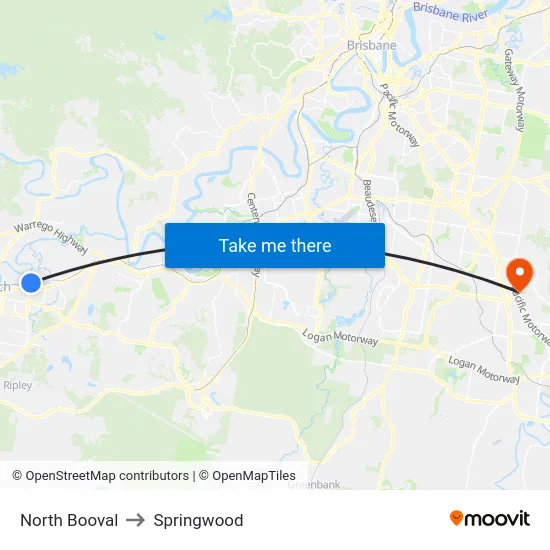 North Booval to Springwood map