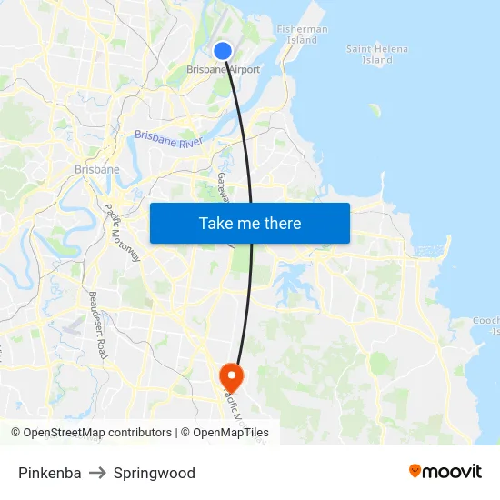 Pinkenba to Springwood map