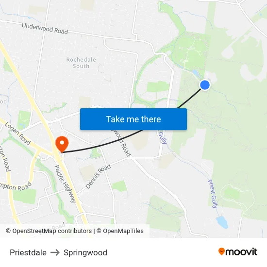 Priestdale to Springwood map