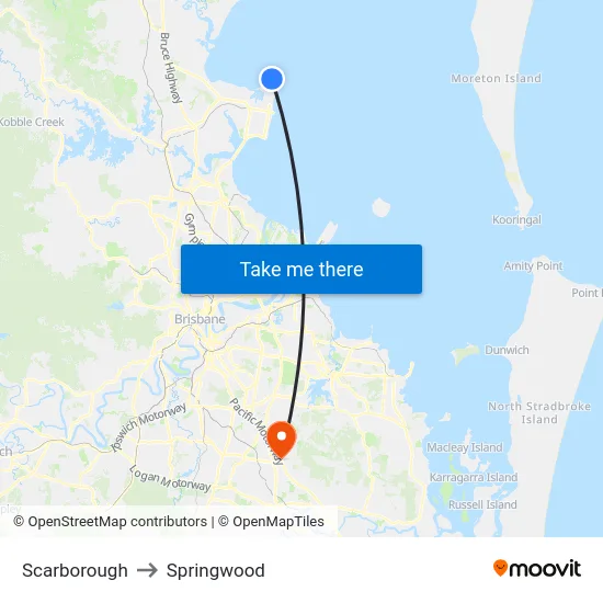 Scarborough to Springwood map