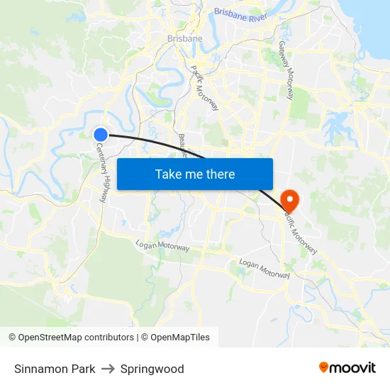 Sinnamon Park to Springwood map