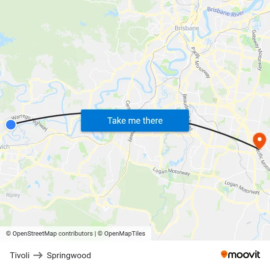 Tivoli to Springwood map