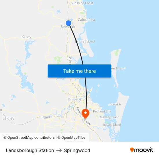 Landsborough Station to Springwood map
