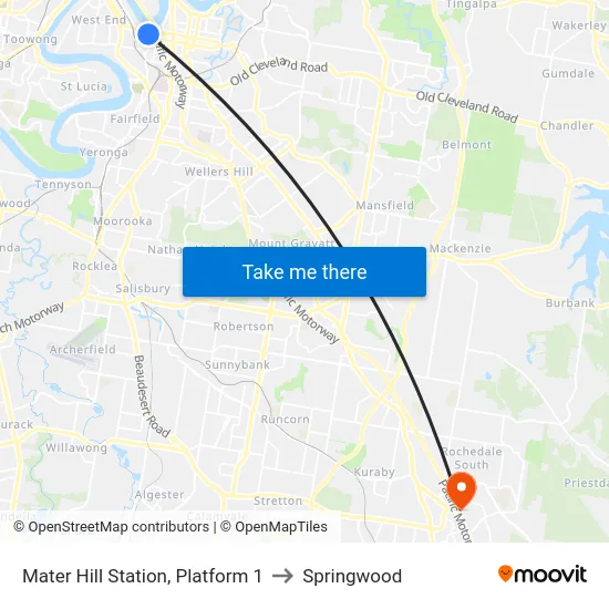 Mater Hill Station, Platform 1 to Springwood map
