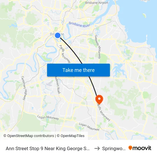Ann Street Stop 9 Near King George Square to Springwood map