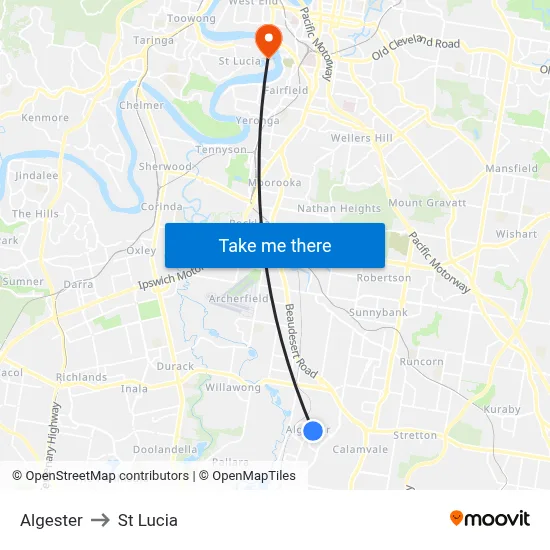 Algester to St Lucia map