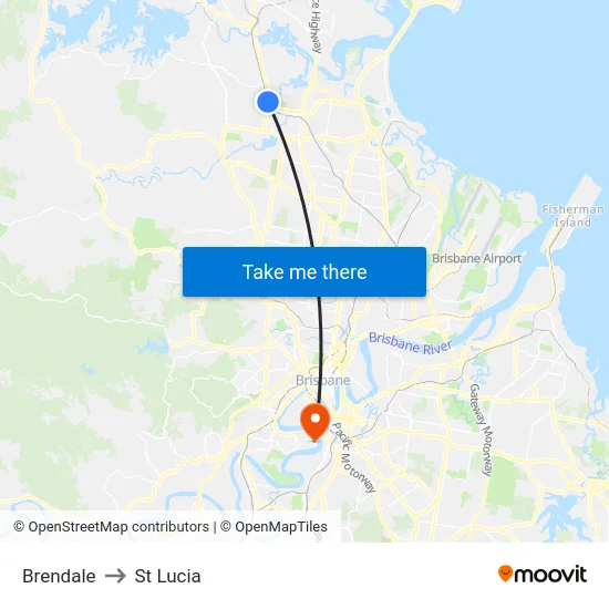Brendale to St Lucia map