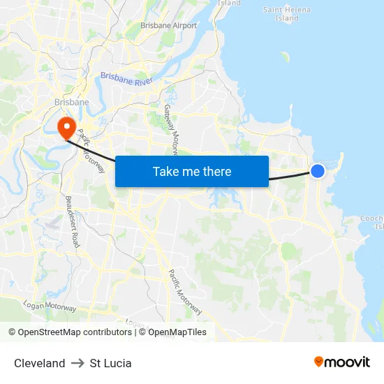 Cleveland to St Lucia map
