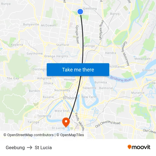 Geebung to St Lucia map