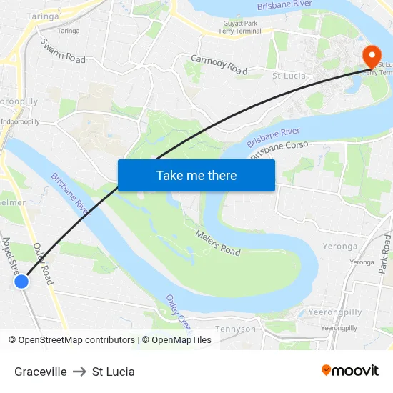 Graceville to St Lucia map