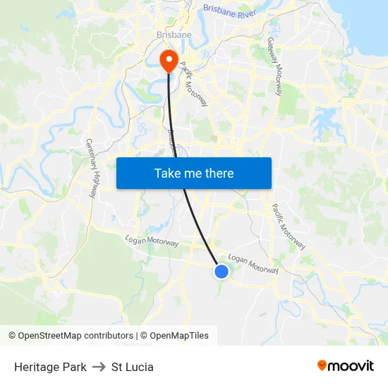 Heritage Park to St Lucia map