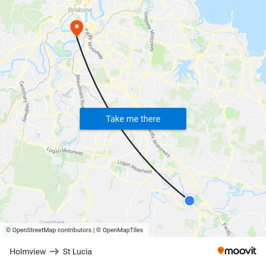 Holmview to St Lucia map
