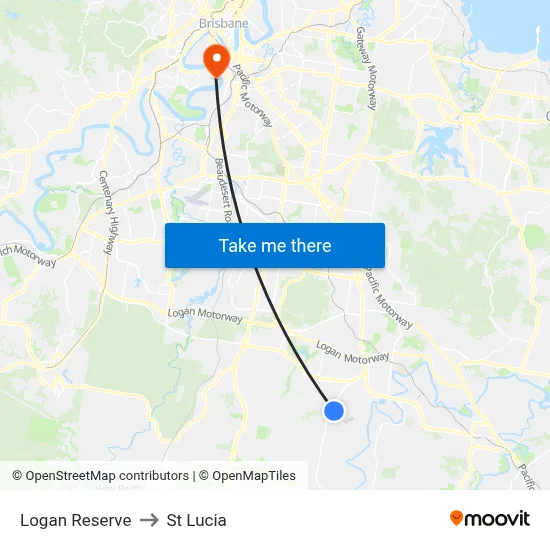 Logan Reserve to St Lucia map
