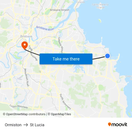 Ormiston to St Lucia map