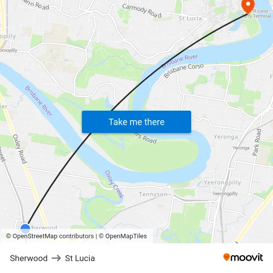 Sherwood to St Lucia map