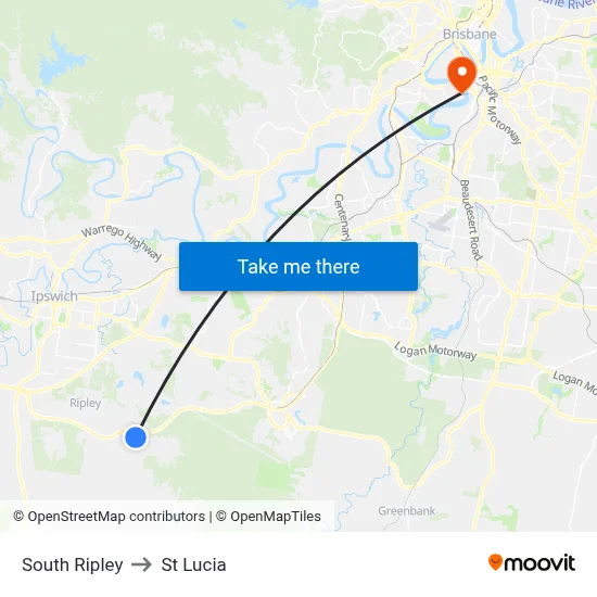 South Ripley to St Lucia map