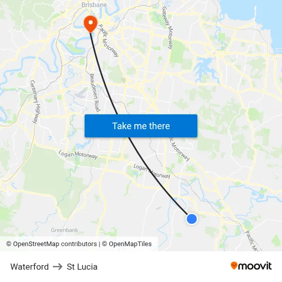 Waterford to St Lucia map
