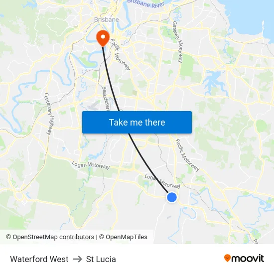 Waterford West to St Lucia map