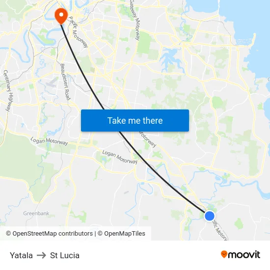 Yatala to St Lucia map