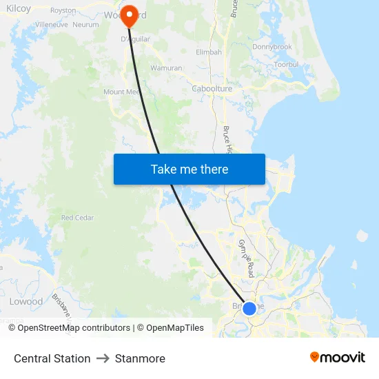 Central Station to Stanmore map
