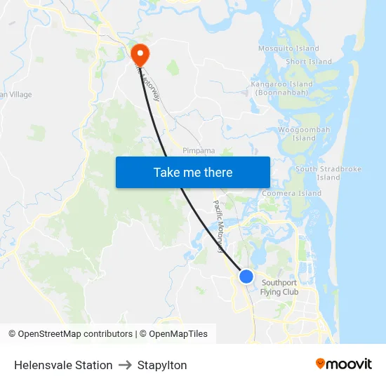 Helensvale Station to Stapylton map