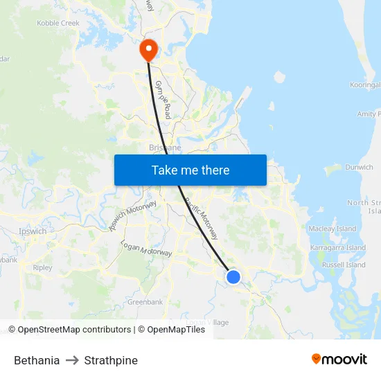 Bethania to Strathpine map