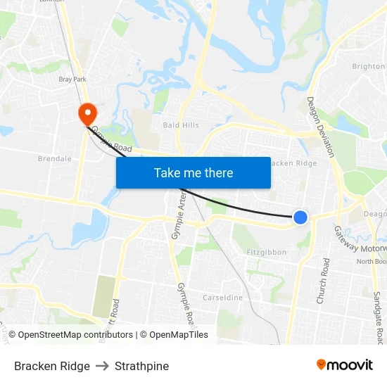 Bracken Ridge to Strathpine map