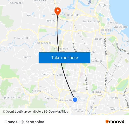 Grange to Strathpine map