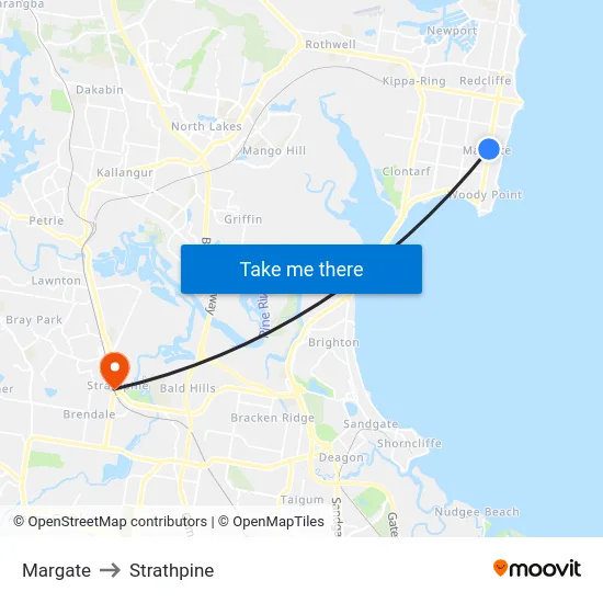 Margate to Strathpine map