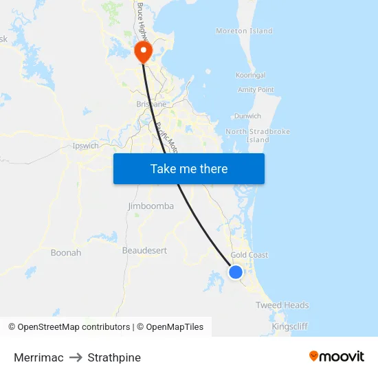 Merrimac to Strathpine map