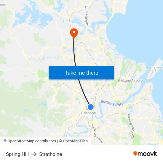 Spring Hill to Strathpine map