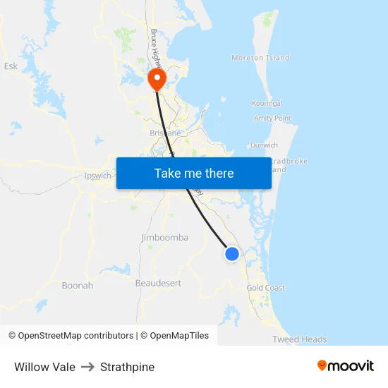 Willow Vale to Strathpine map