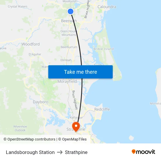 Landsborough Station to Strathpine map