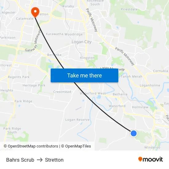 Bahrs Scrub to Stretton map