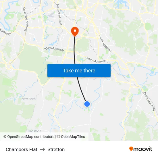 Chambers Flat to Stretton map