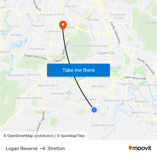 Logan Reserve to Stretton map