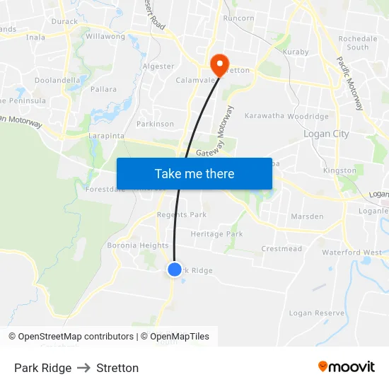 Park Ridge to Stretton map