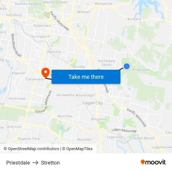 Priestdale to Stretton map