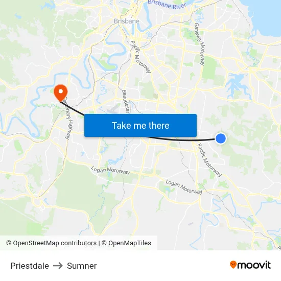 Priestdale to Sumner map